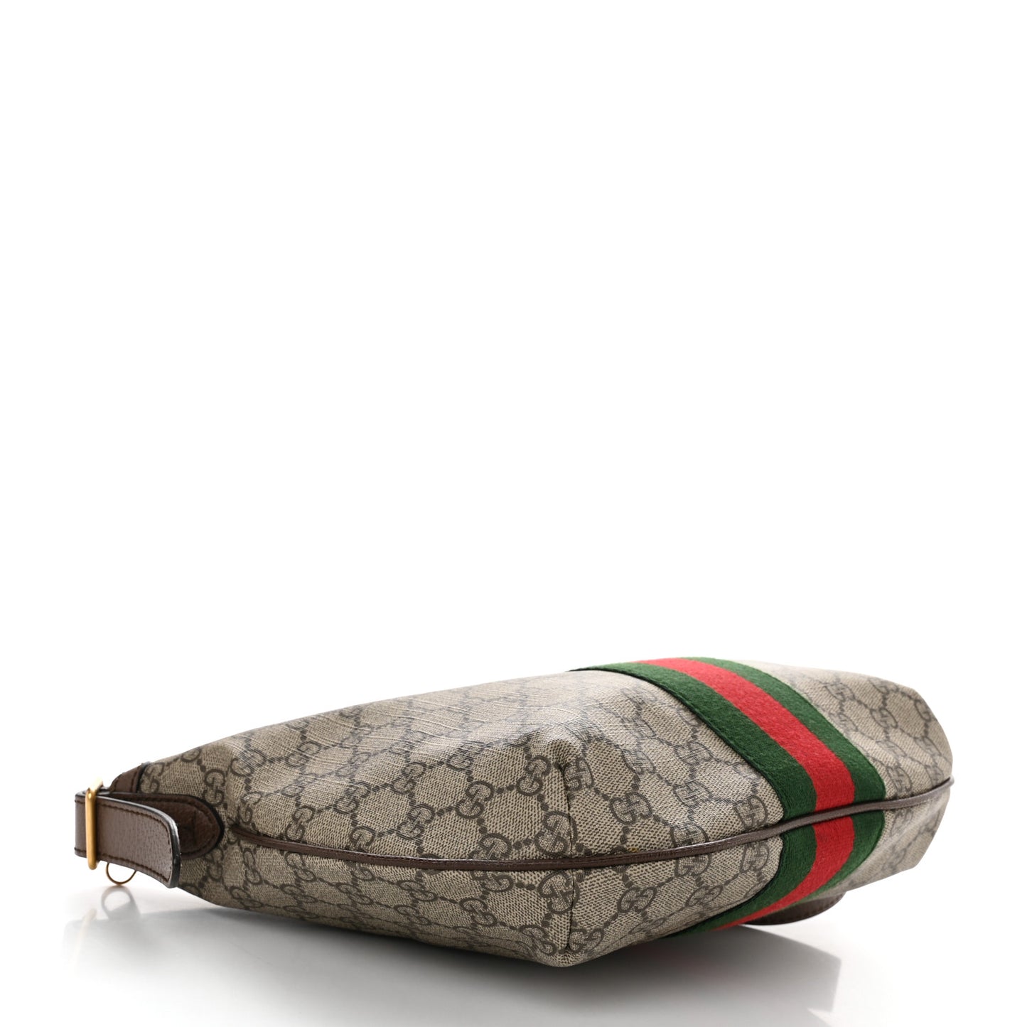 GG Supreme Monogram Web Small Ophidia Half Moon Hobo Brown