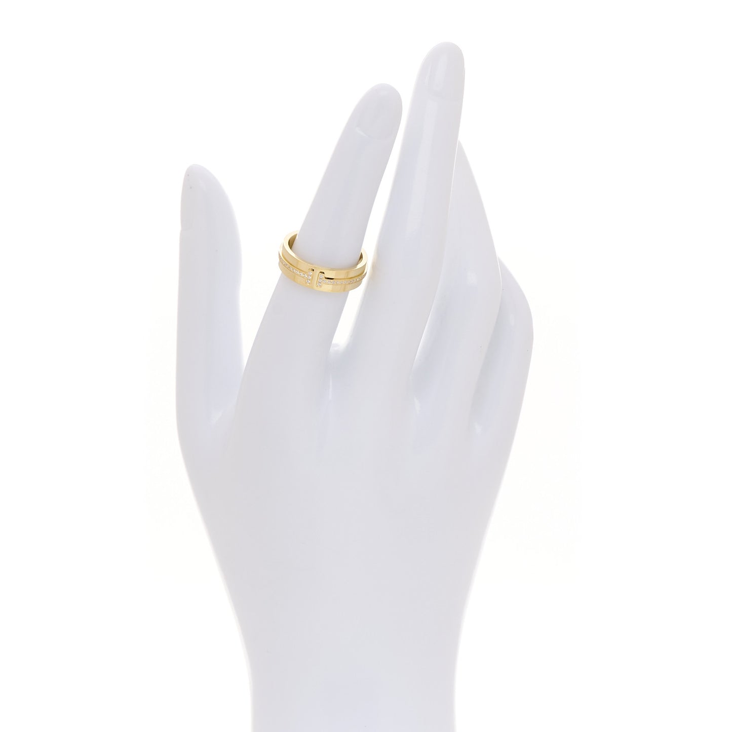 18K Yellow Gold Diamond Wide T Two Ring 52 6