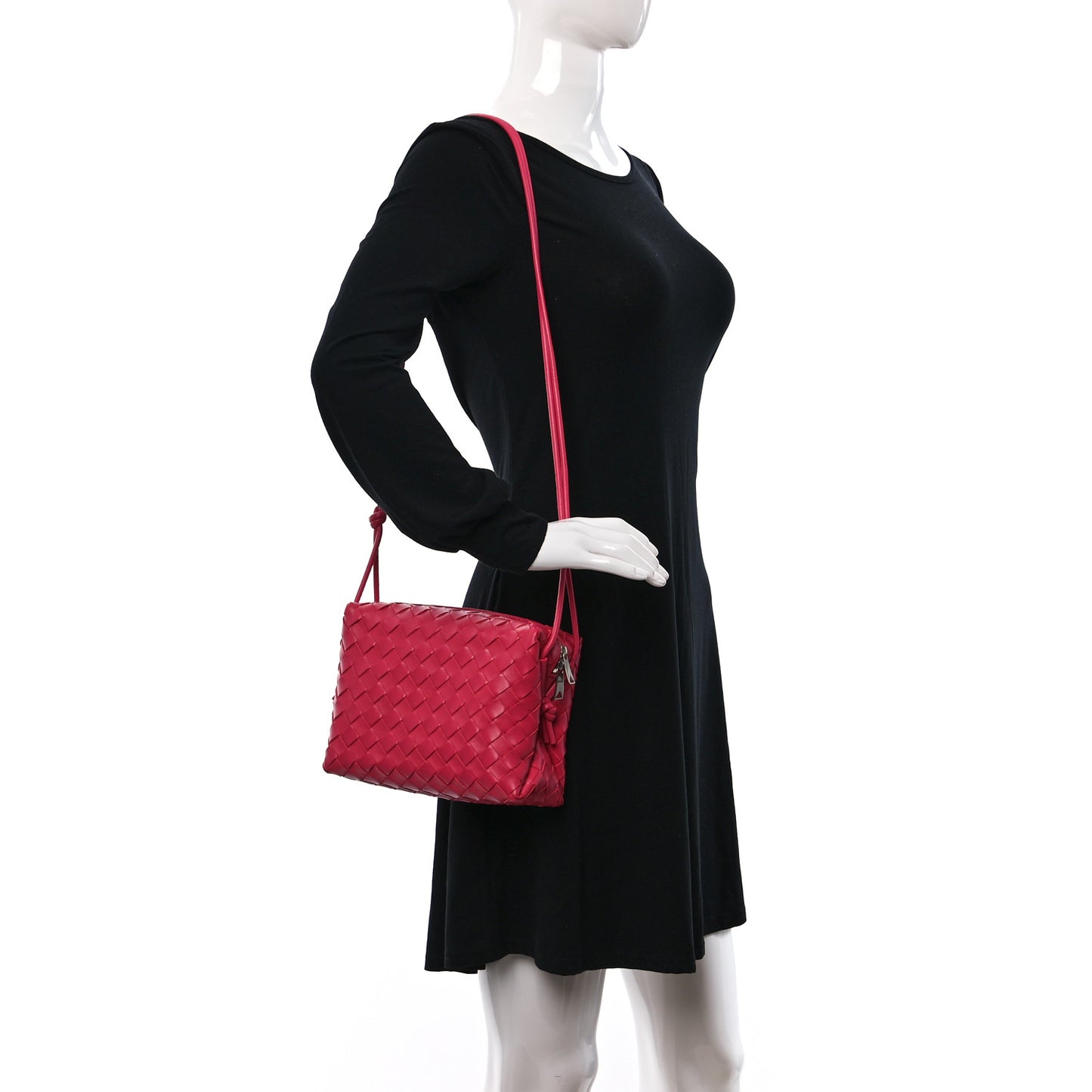 Nappa Intrecciato Small Loop Camera Bag Cranberry