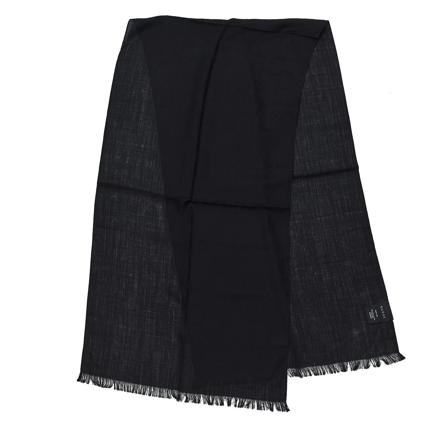 Gucci Wool Silk GG Monogram GGNat Scarf Black 4 of 7