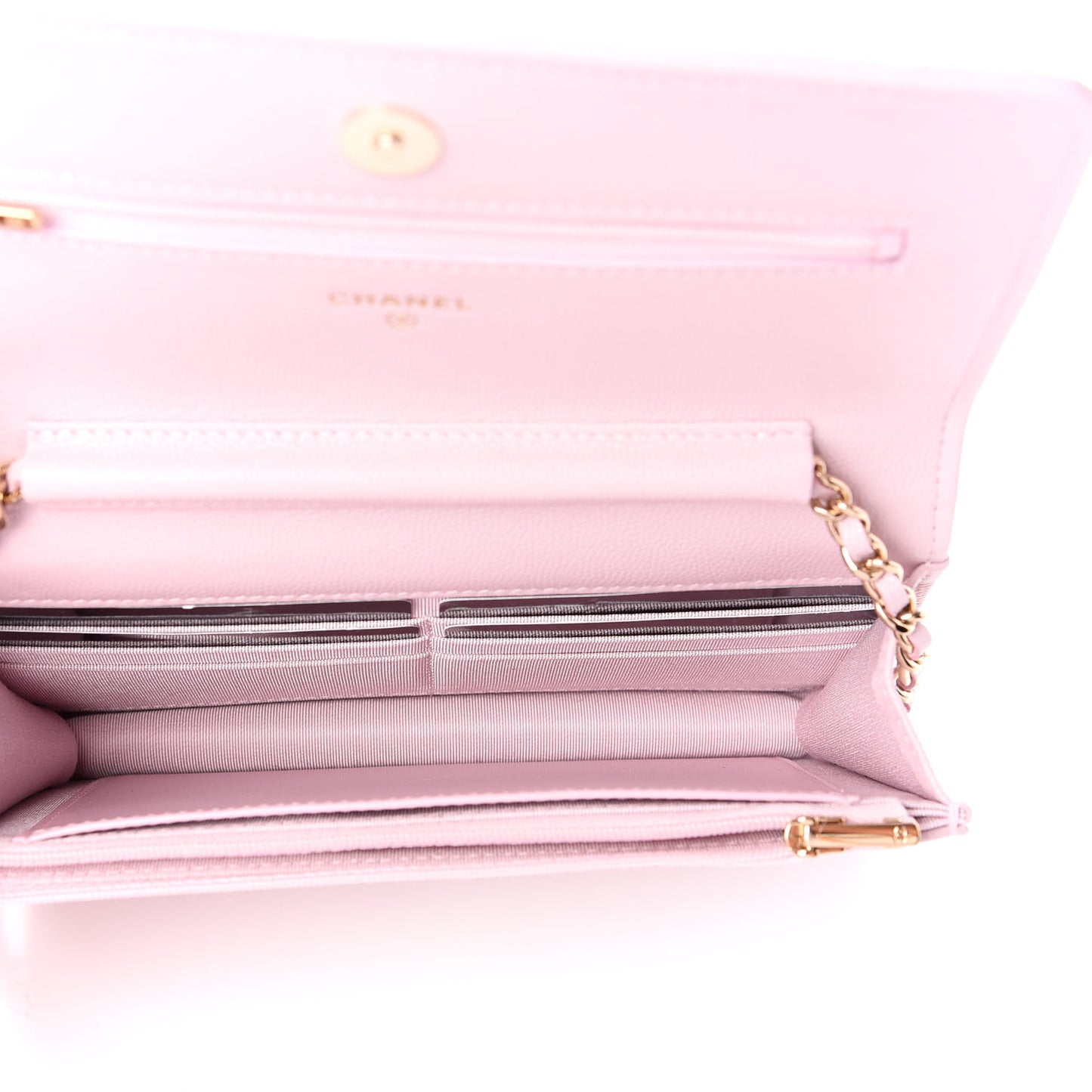 Caviar Quilted Wallet On Chain WOC Light Pink
