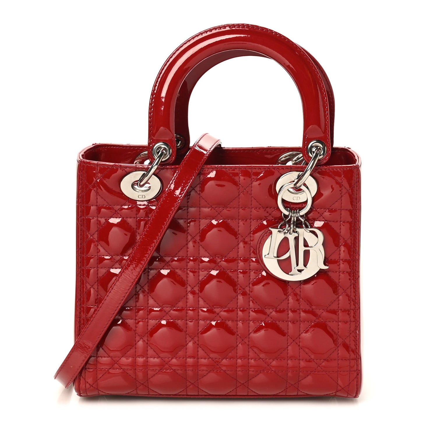 Patent Cannage Medium Lady Dior Red