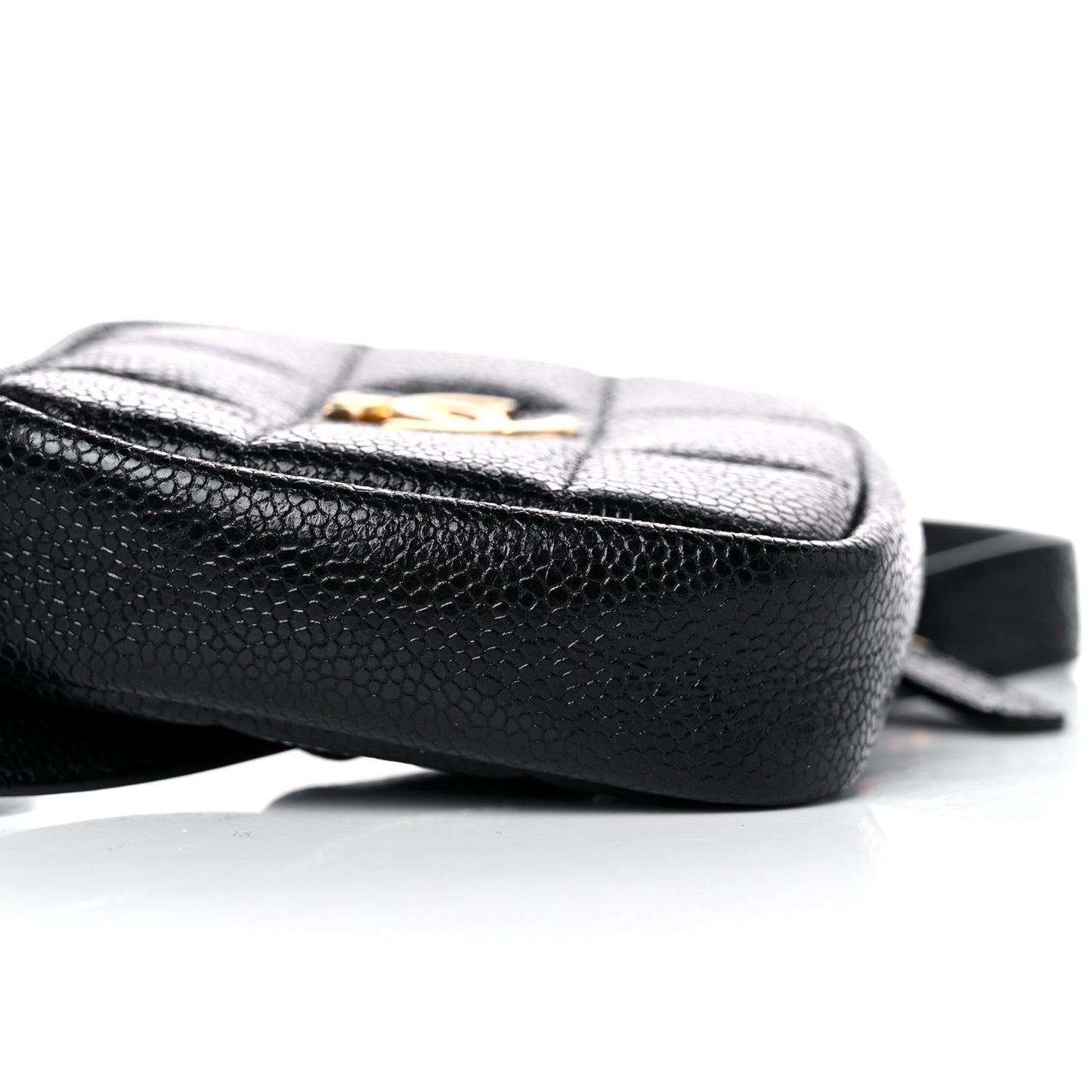 Caviar Quilted Diamond Belt Coin Purse Black