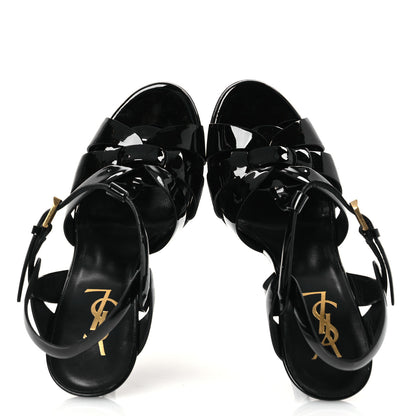 Saint Laurent Patent Tribute 105 Platform Sandals 37 Black 2 of 14
