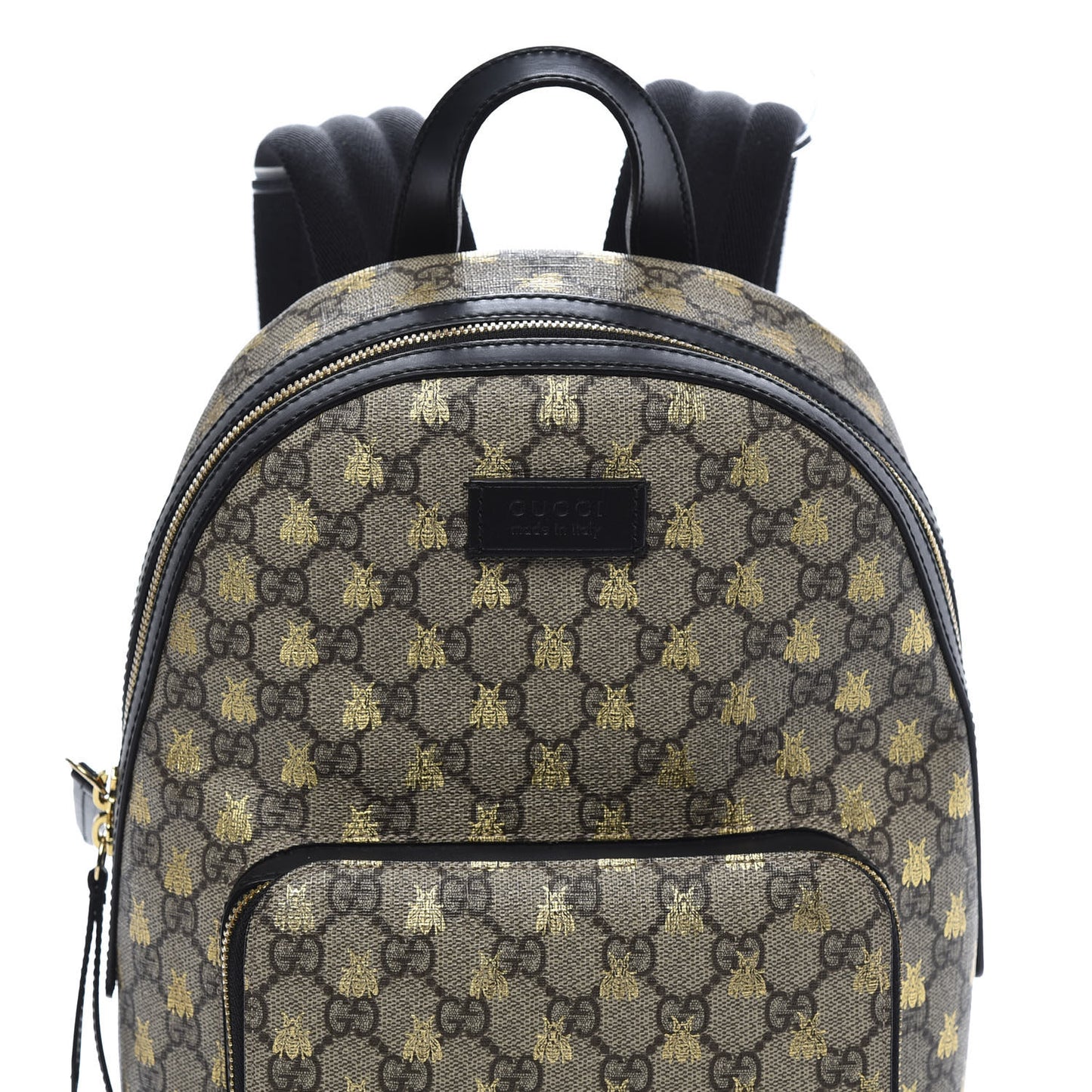 GG Supreme Monogram Bees Print Small Day Backpack Beige Oro Black