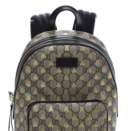Gucci GG Supreme Monogram Bees Print Small Day Backpack Beige Oro Black 10 of 11