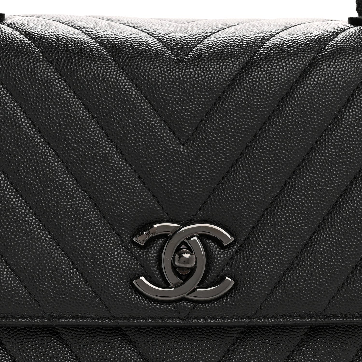 Chanel Caviar Chevron Quilted Medium Coco Handle Flap So Black 8 of 12
