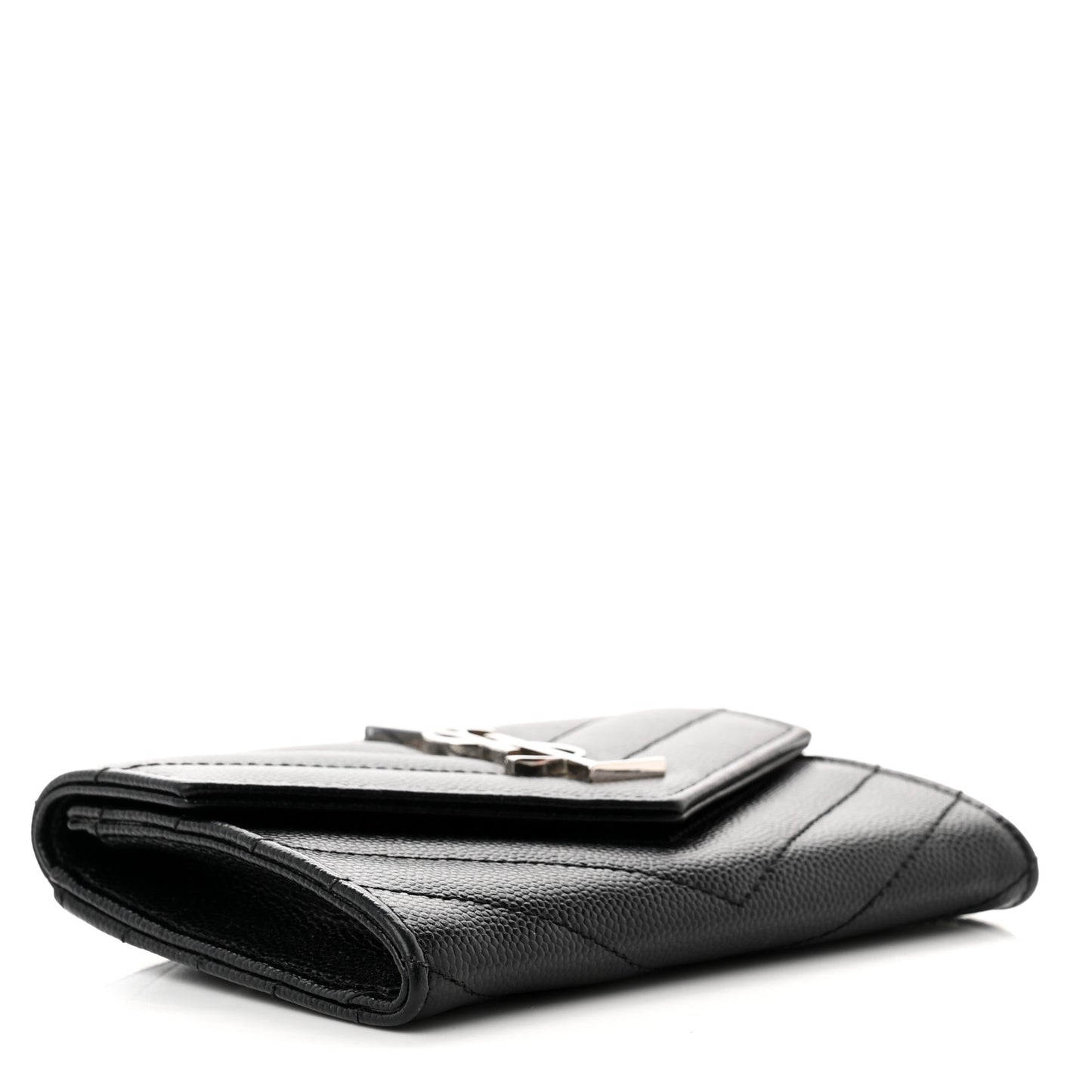 Grain De Poudre Matelasse Chevron Small Monogram Envelope Wallet Black