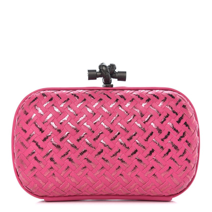 Bottega Veneta Nappa Intrecciato Metallic Placcato Knot Clutch Rose Shock 1 of 13