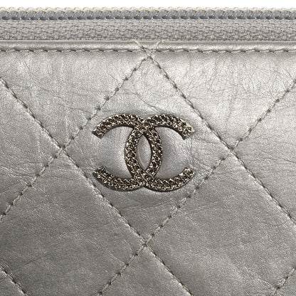 Chanel Calfskin Large Zip Around Wallet Silver 5 of 9