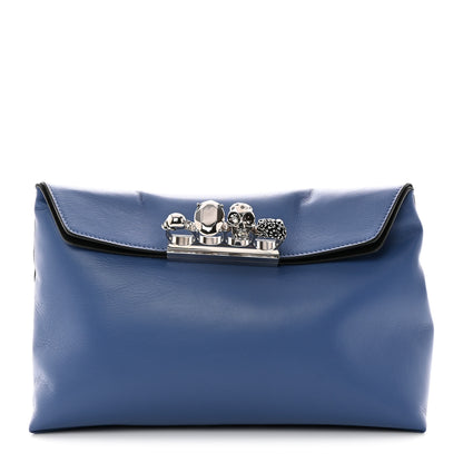 Alexander McQueen Nappa Skull Four Ring Clutch Blue 1 of 8