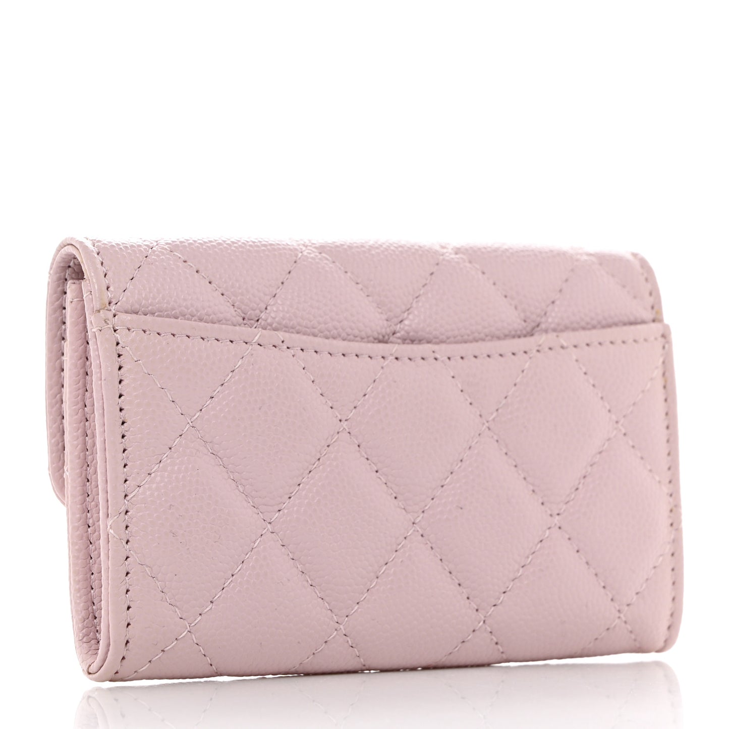 Caviar Quilted Flap Card Holder Wallet Light