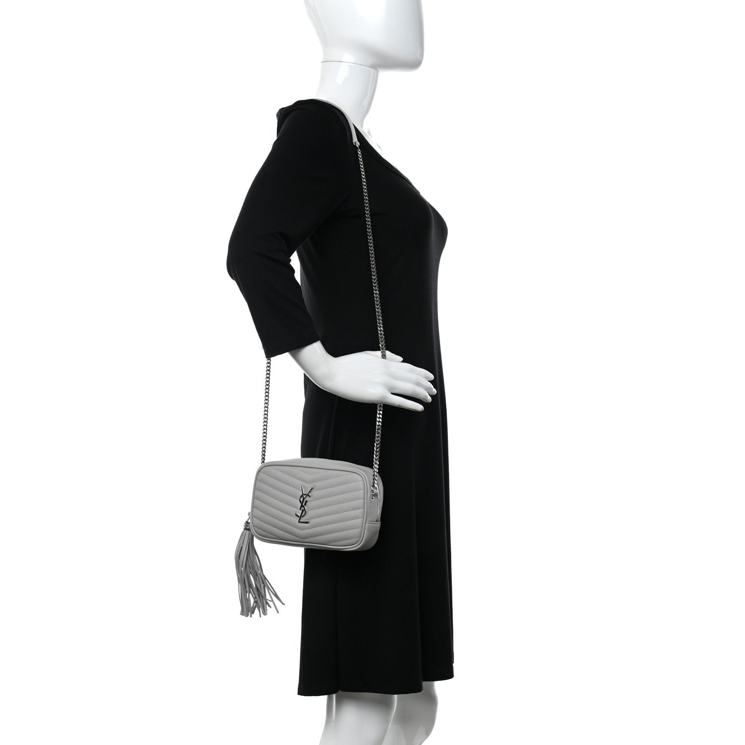 Saint Laurent Grain De Poudre Matelasse Monogram Mini Lou Camera Bag Granite 2 of 13