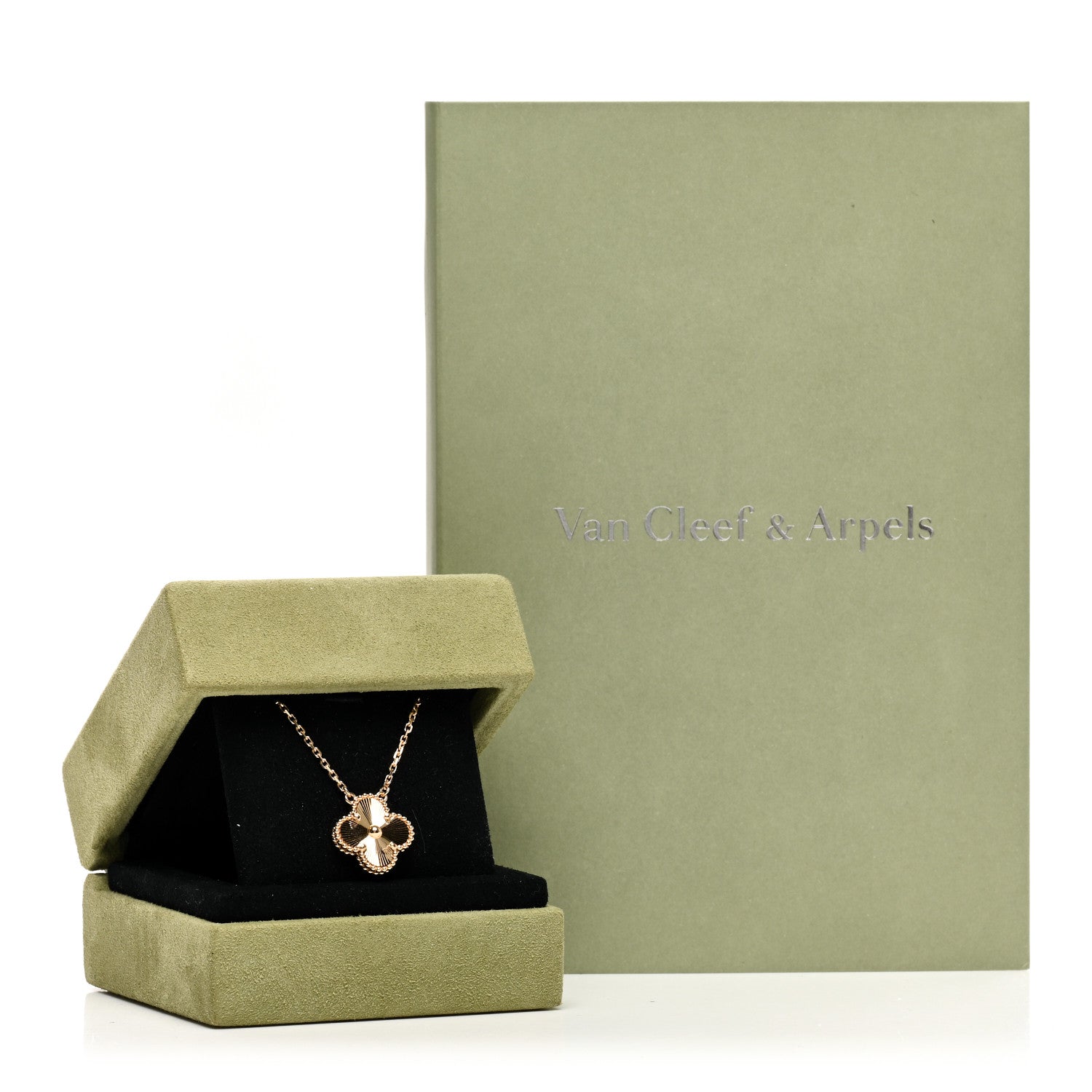 Van Cleef & Arpels 18K Yellow Gold Guilloche Vintage Alhambra Pendant Necklace 6 of 6