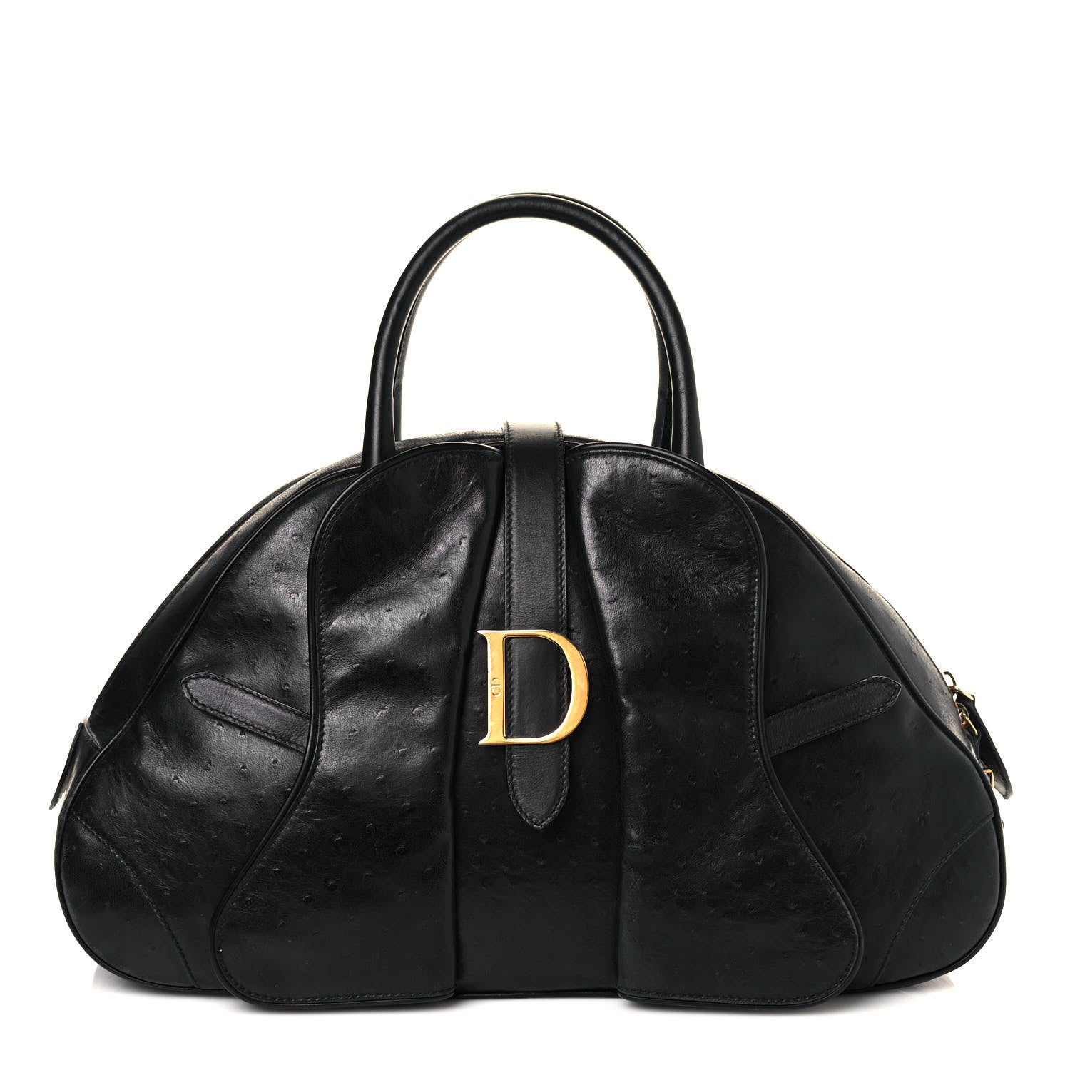 Christian Dior Ostrich Saddle Bowler Black 1 of 9