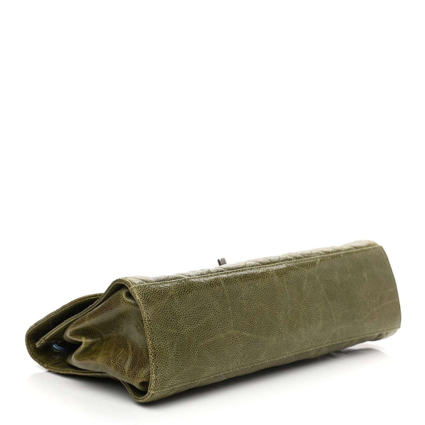 Crumpled Grained Calfskin Jumbo CC Crave Flap Green