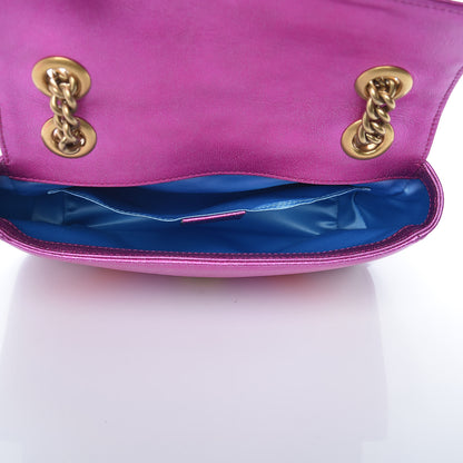 Gucci Metallic Calfskin Matelasse Mini GG Marmont Shoulder Bag Fuchsia 5 of 9