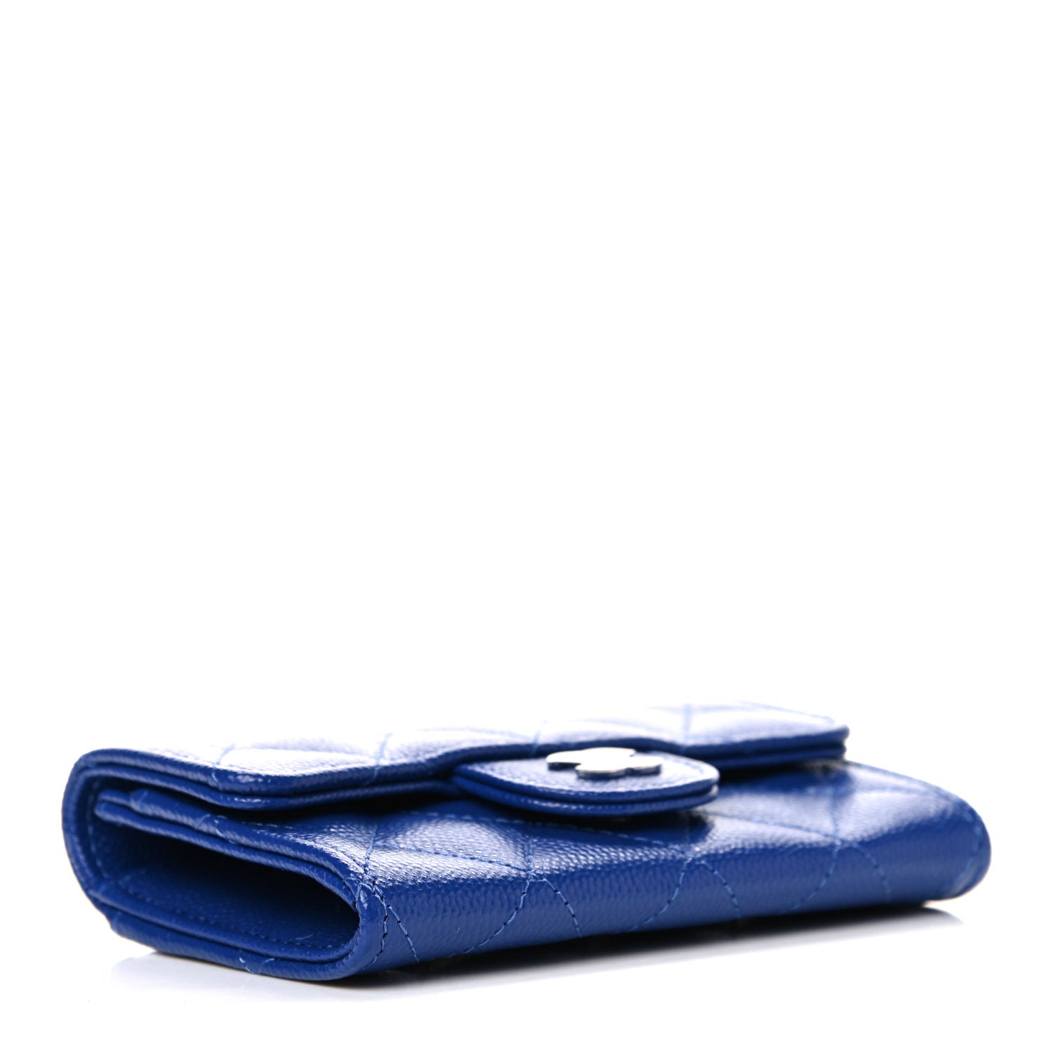 Chanel Caviar Quilted Flap Card Holder Wallet Blue 4 of 9