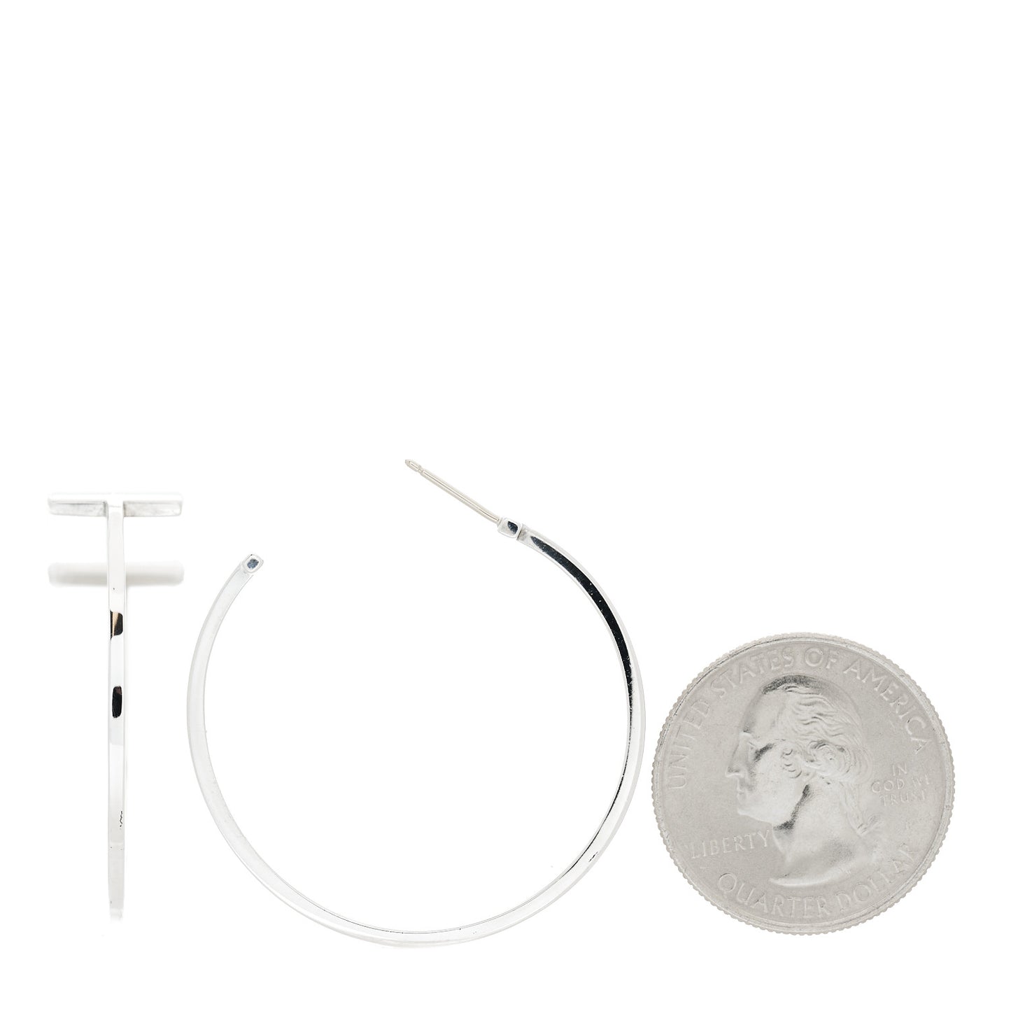 Sterling Silver Large T Wire Hoop Earrings