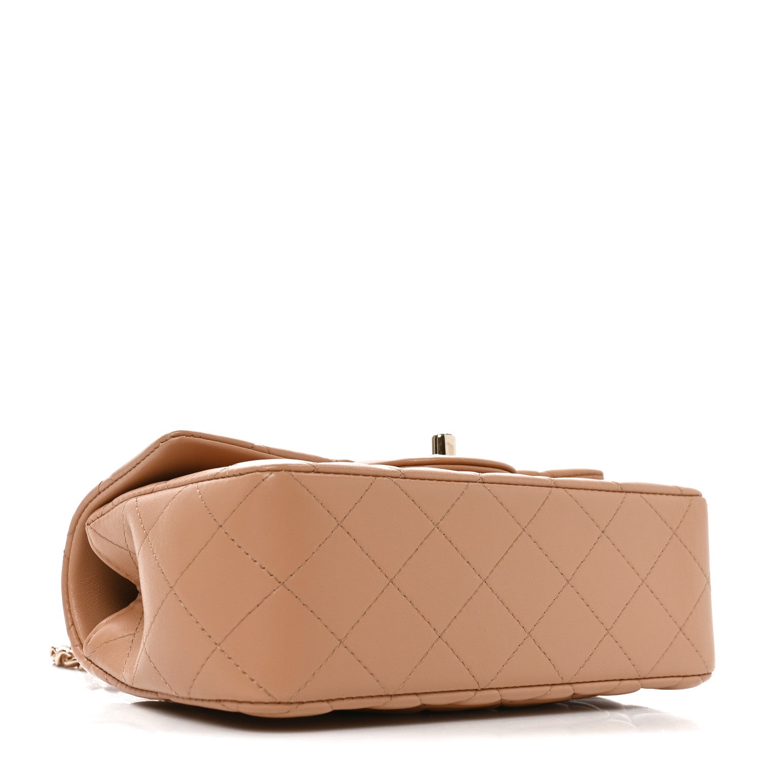 Chanel Lambskin Quilted Mini Top Handle Rectangular Flap Dark Beige 7 of 21