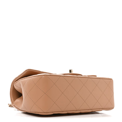Chanel Lambskin Quilted Mini Top Handle Rectangular Flap Dark Beige 7 of 21