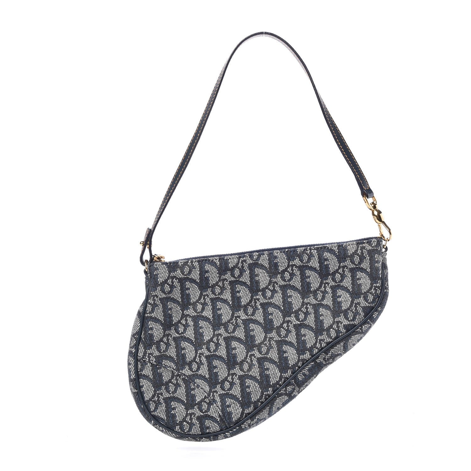 Christian Dior Monogram Mini Saddle Pochette Navy 1 of 7