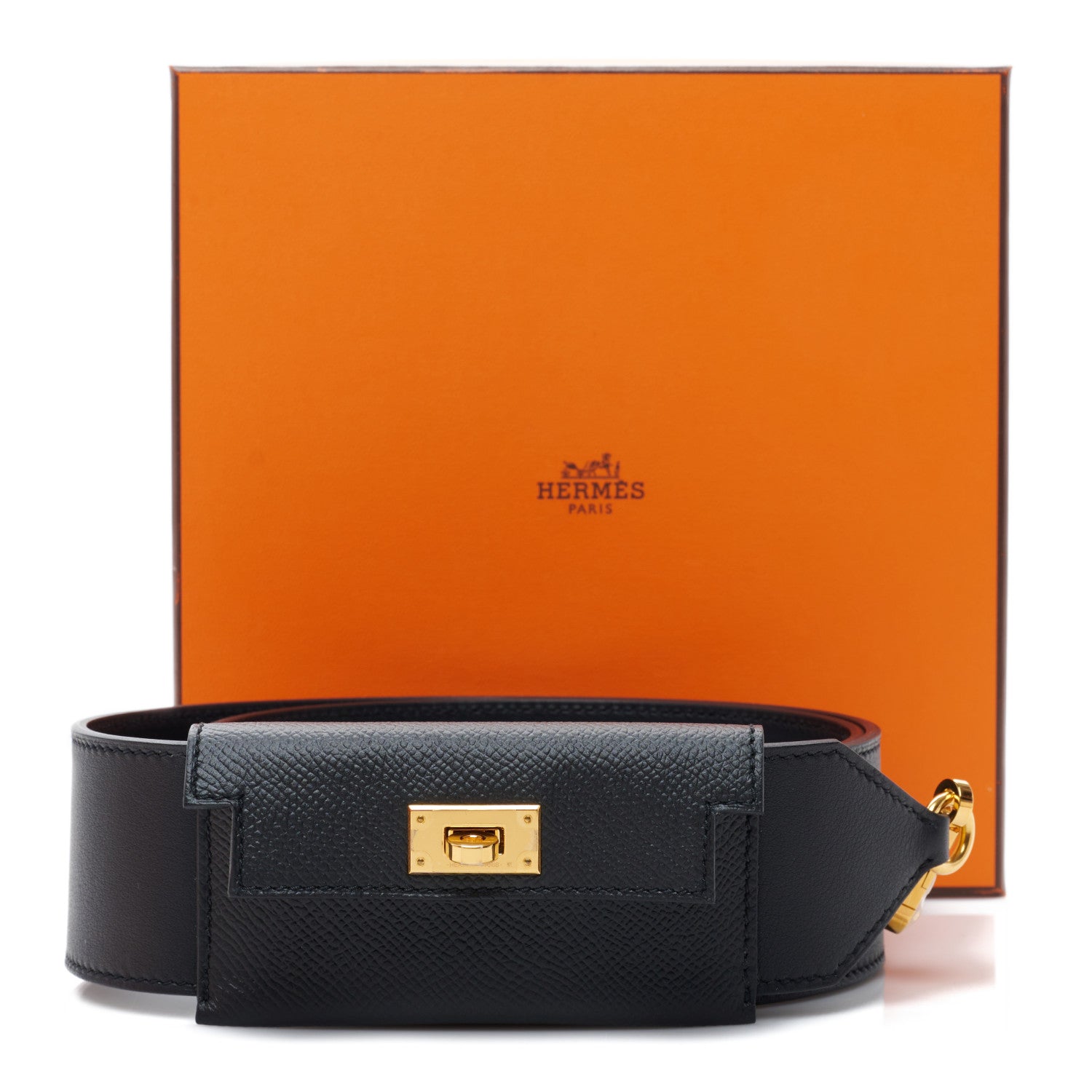 Hermes Swift Epsom Pocket Kelly Shoulder Strap Black 7 of 7