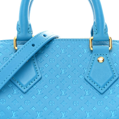 Louis Vuitton Calfskin Nanogram Embossed Speedy Bandouliere 20 Blue 7 of 10
