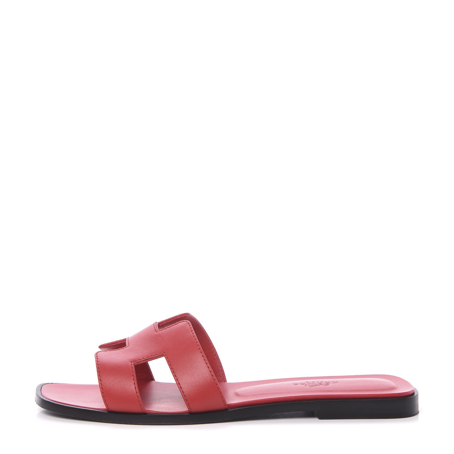 Hermes Calfskin Oran Sandals 37.5 Rose Cotinga 1 of 10