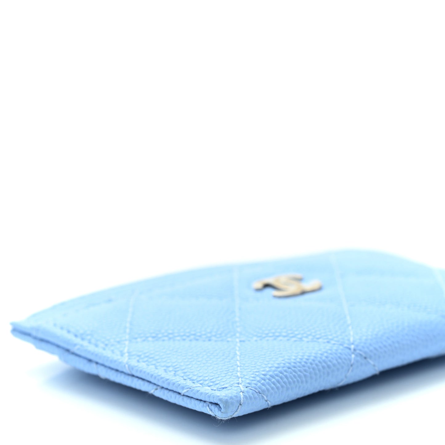 Caviar Quilted Card Holder Light Blue