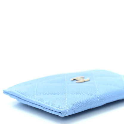 Chanel Caviar Quilted Card Holder Light Blue 9 of 10