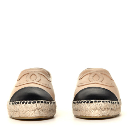 Chanel Lambskin CC Espadrilles 38 Beige Black 4 of 12