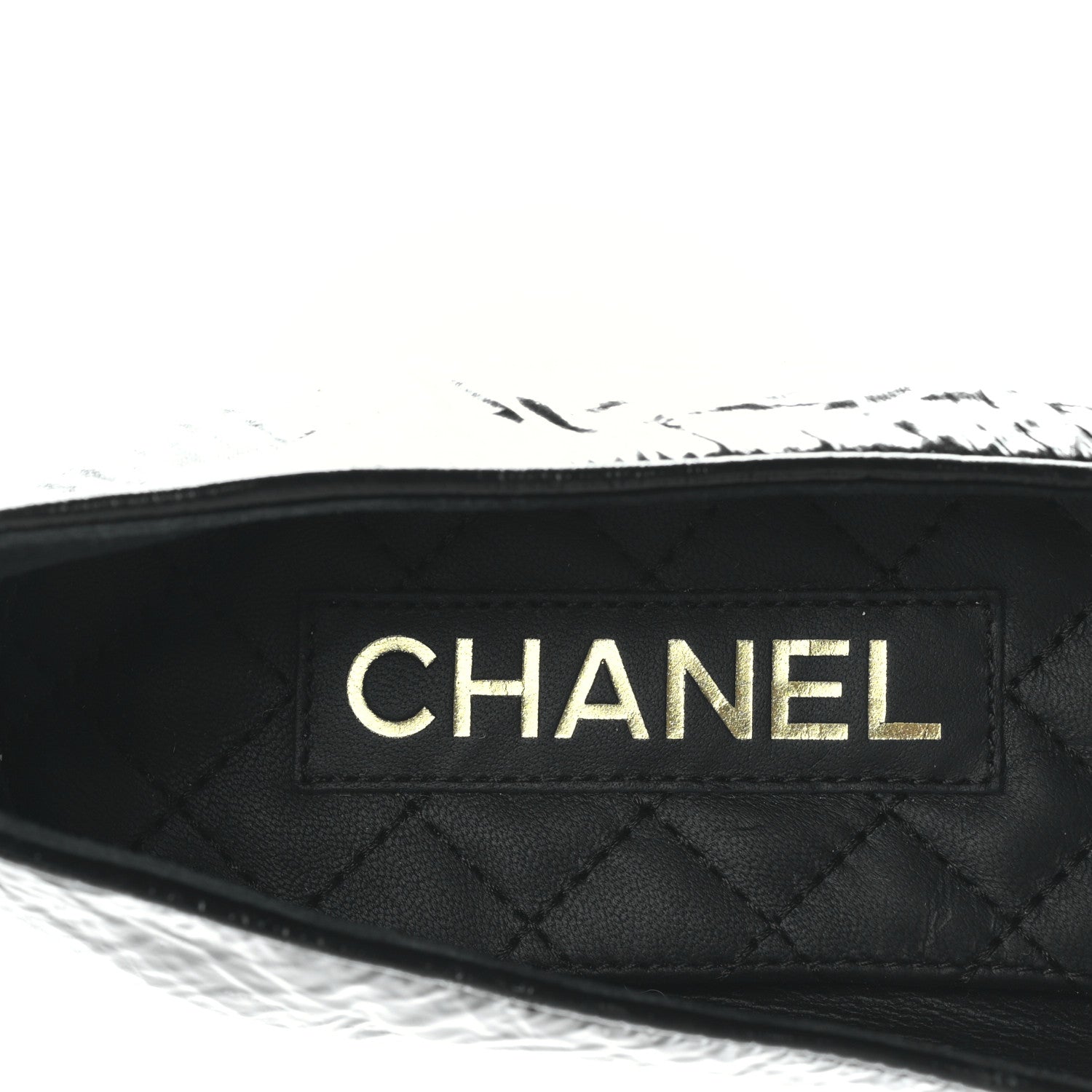 Chanel Lambskin Patent Calfskin Cap Toe Ankle Chain Ballerina Flats 38 Black 7 of 8