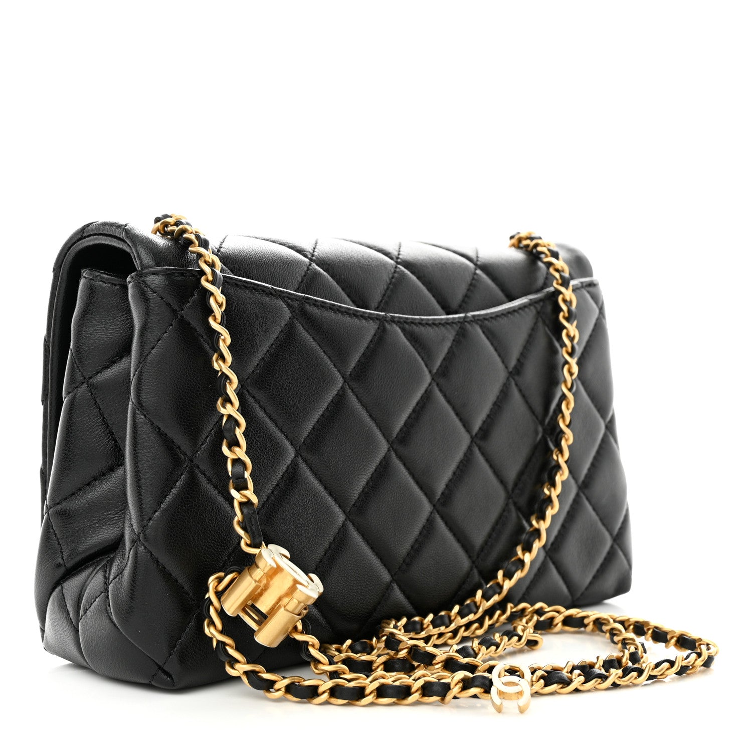 Chanel Shiny Lambskin Quilted Enamel CC Small Flap Black 3 of 11