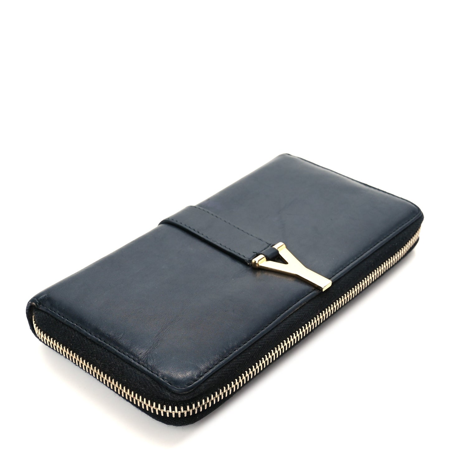 Calfskin Classic Y Ligne Zip Around Wallet Black