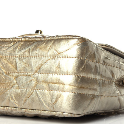 Chanel Patent Metallic Crumpled Calfskin Chevron Quilted Mini Square Flap Gold 9 of 9