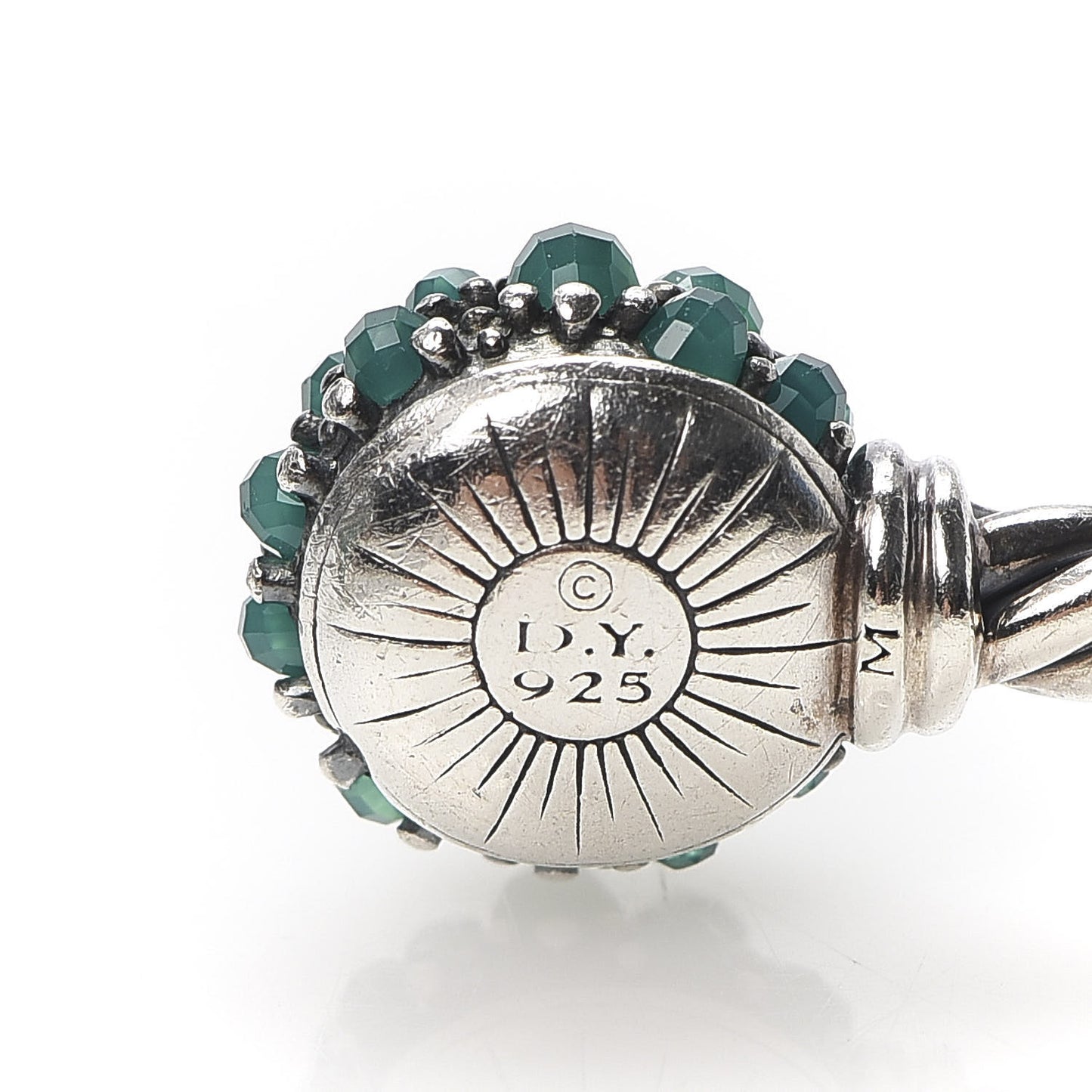 Sterling Silver Green Onyx Osetra Cuff Bracelet