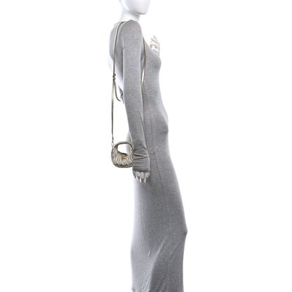 Miu Miu Metallic Nappa Matelasse Micro Wander Hobo Pirite Pirite 2 of 9