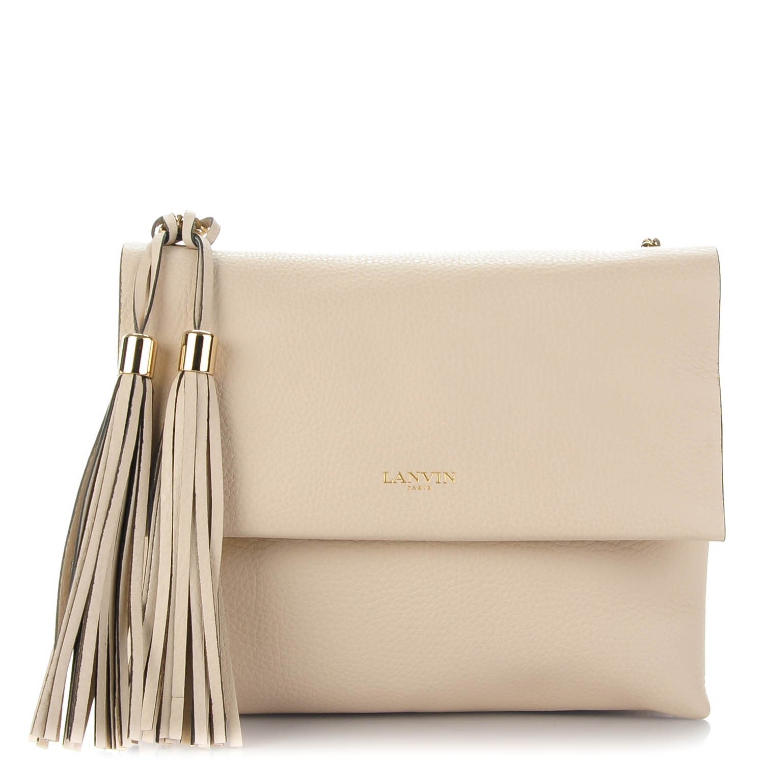 Lanvin Grained Calfskin Mini Sugar Tassel Flap Shoulder Bag Ivory 1 of 8
