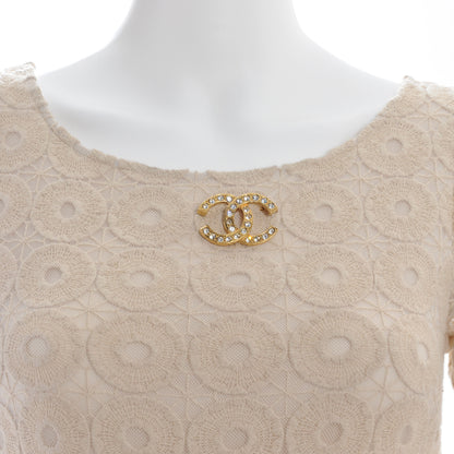 Chanel Large Crystal CC Brooch Gold 2 of 6