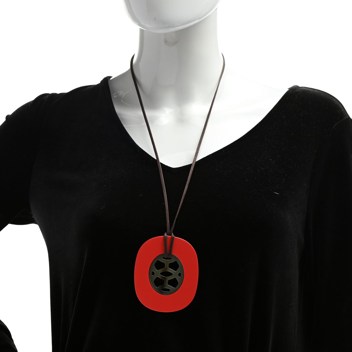 Buffalo Horn Lacquer Lift Necklace GM Rouge Carmin
