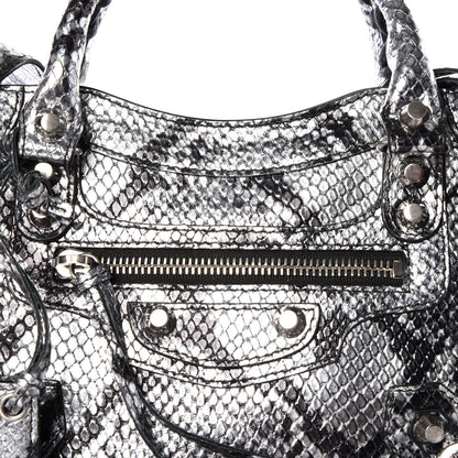 Balenciaga Metallic Calfskin Snakeskin Embossed Classic Silver Hardware Mini City Silver 10 of 10