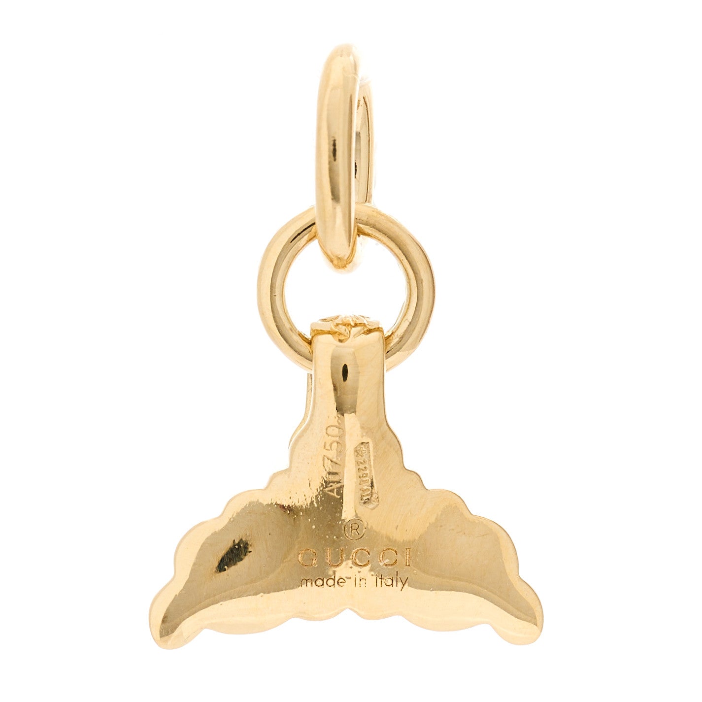18K Yellow Gold Whale Tail Charm