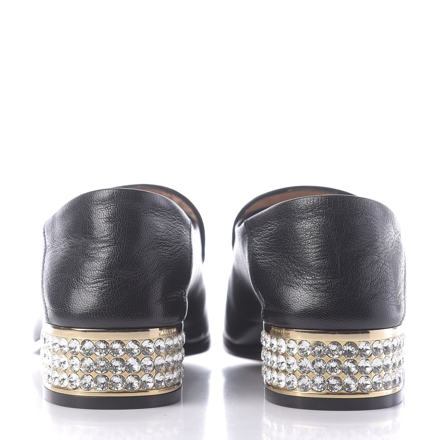 Goatskin Crystal Womens Horsebit Loafers 35 Black