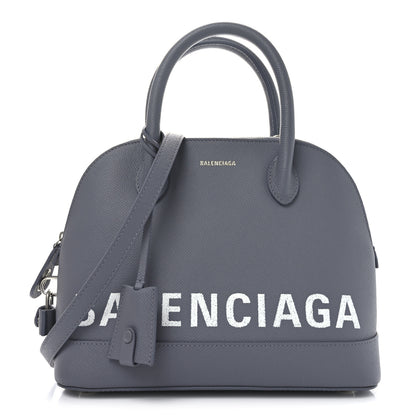Balenciaga Signature Grained Calfskin Logo S Ville Top Handle Bag Gris Perle Fonce White 7 of 9
