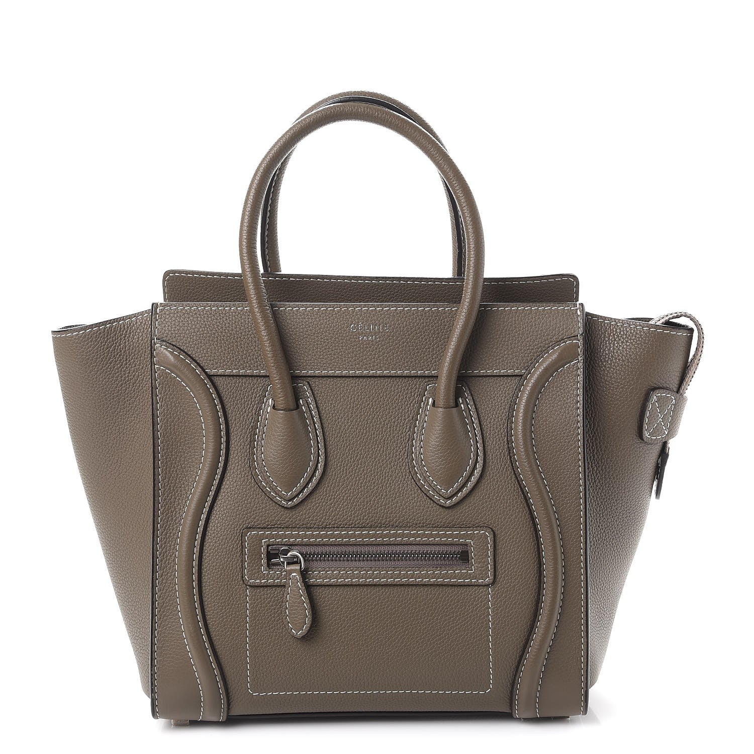 Celine Drummed Calfskin Micro Luggage Souris 1 of 9