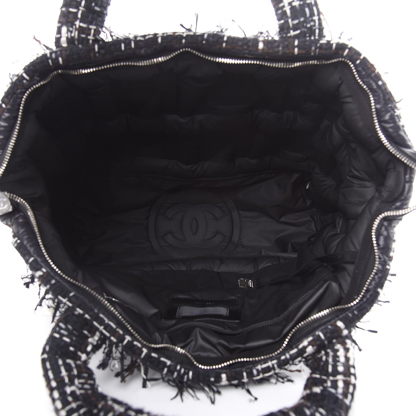 Nylon Tweed Small Coco Neige Bowler Black