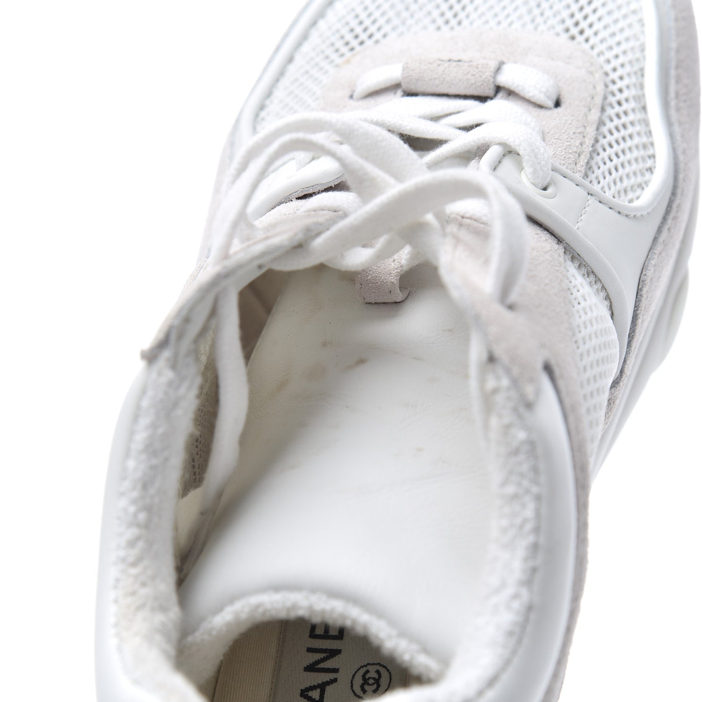 Suede Calfskin CC Sneakers 38.5 Pink White