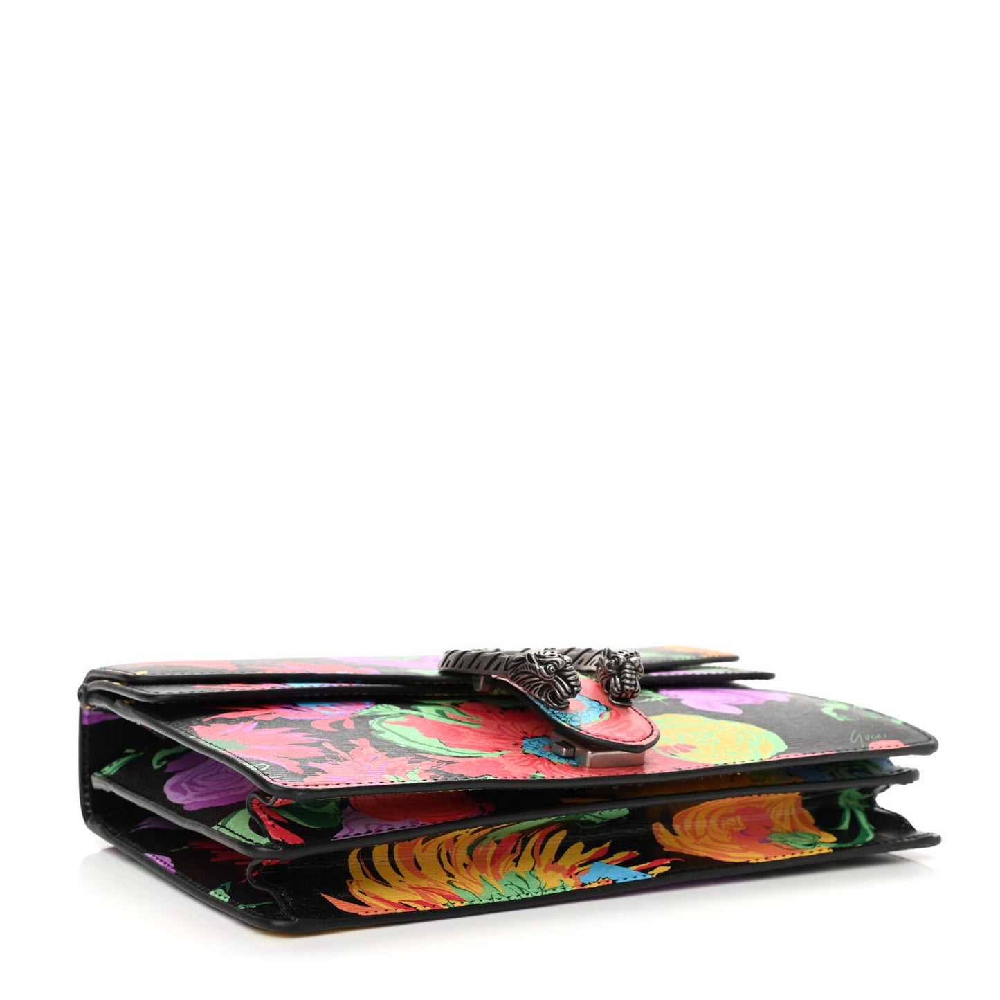 X KEN SCOTT New Shangai Calfskin Jenny Floral Print Small Dionysus Shoulder Bag Black Pink