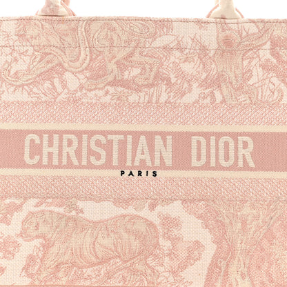 Christian Dior Canvas Toile De Jouy Embroidered Medium Book Tote Pink 8 of 10